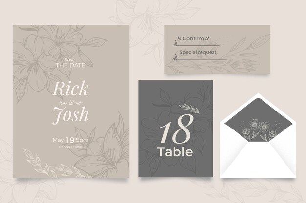 Floral style wedding invitation