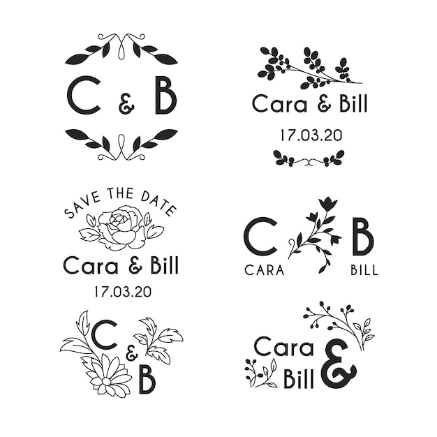 Free vector floral style wedding monograms