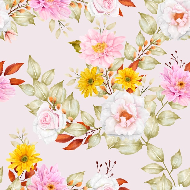 Free vector floral summer seamless pattern illustration