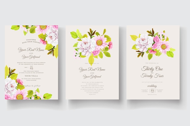 Free vector floral summer wedding card illustration