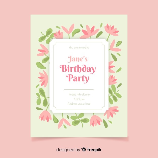 Floral tematic birthday  invitation