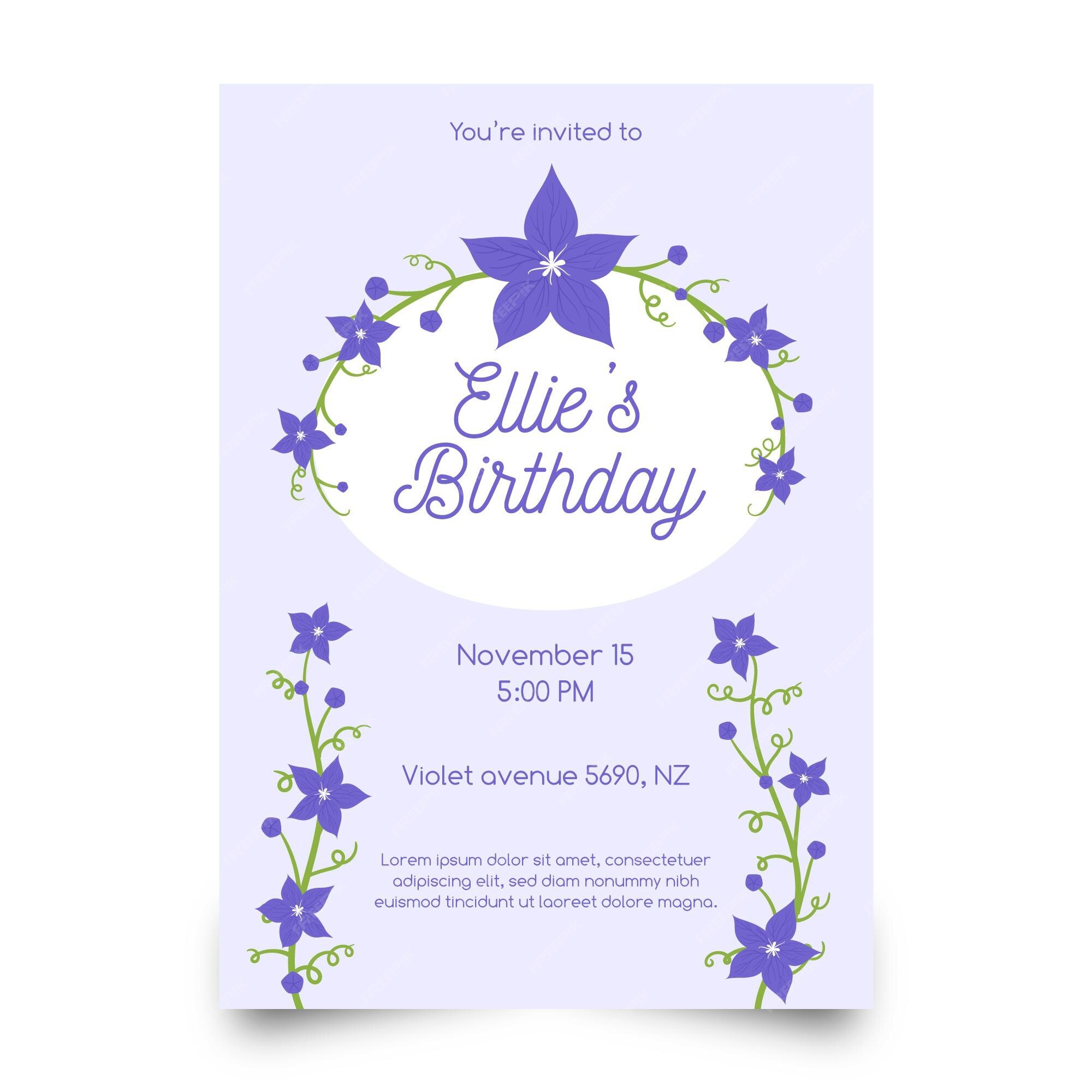 Free Vector | Floral template birthday invitation