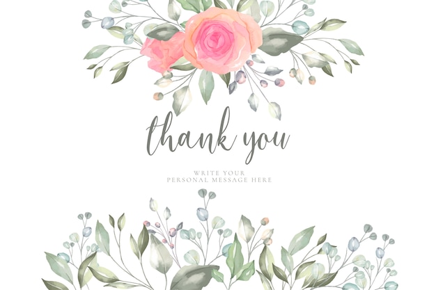 Free vector floral thank you card template