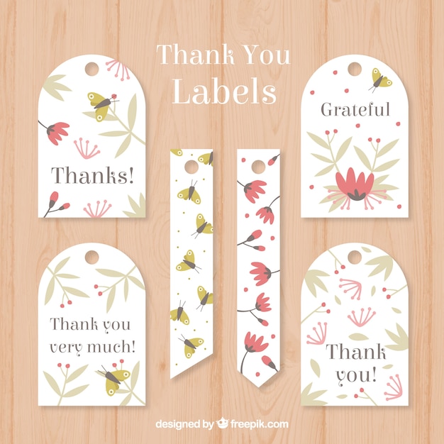 Free vector floral thank you labels collecti