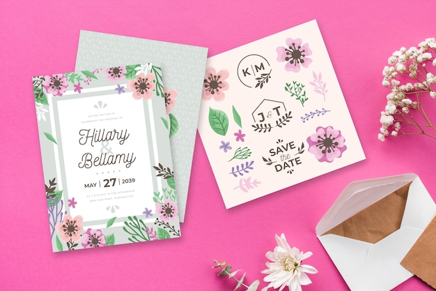 Floral theme for wedding invitation