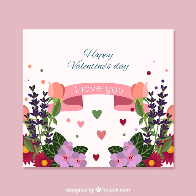 Floral valentine's day card template