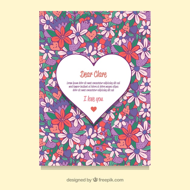 Floral valentine's day card template