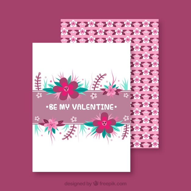 Floral valentine's day card template