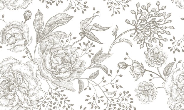 Floral vintage seamless pattern.