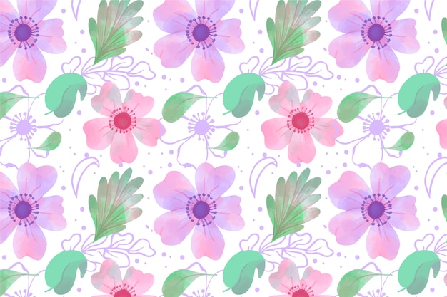 Free vector floral wallpaper in watercolor design