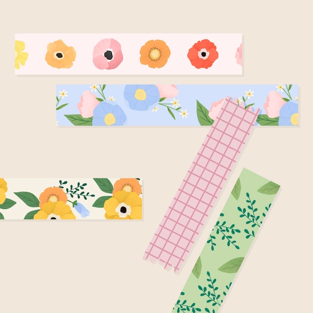 Free Vector  Pink washi tape sticker, cute pattern vector set