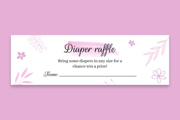 Floral watercolor baby shower diaper small raffle ticket