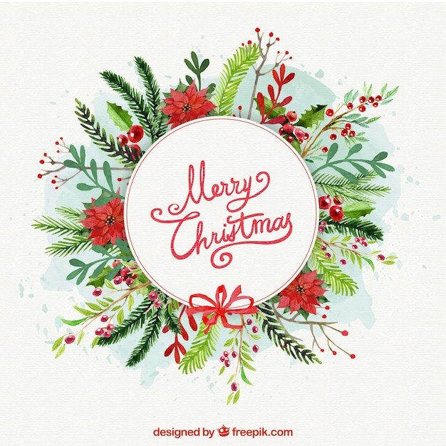 Floral watercolor background for christmas decoration