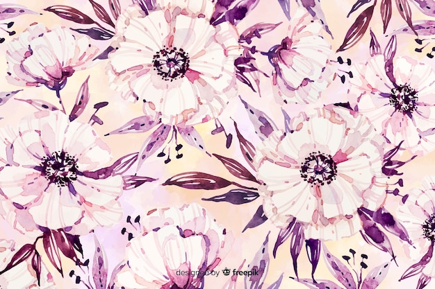 Free vector floral watercolor background with soft colors