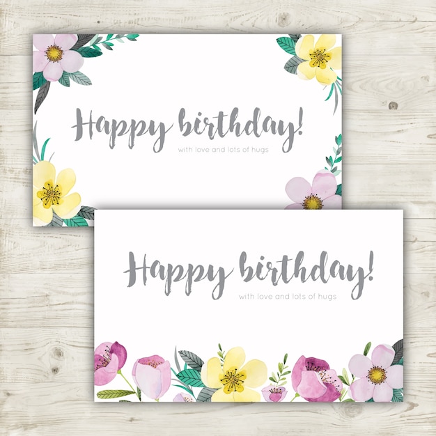 Free vector floral watercolor birthday cards