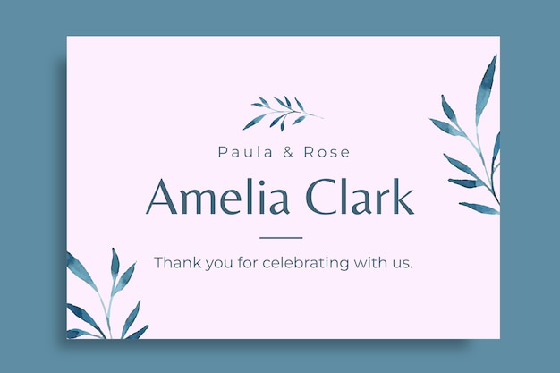 Floral watercolor paula and rose wedding name tag