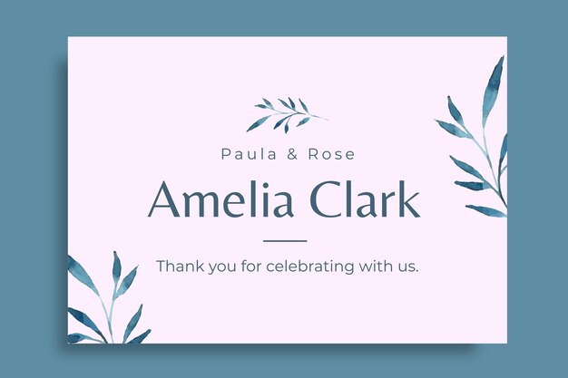 floral watercolor paula and rose wedding name tag