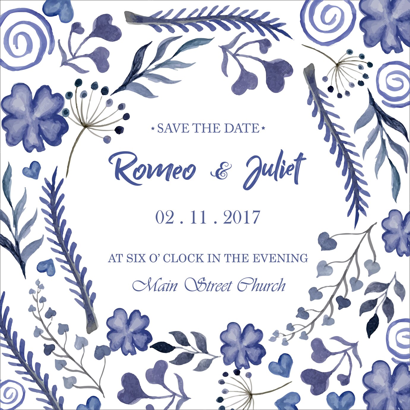 Free Vector | Floral watercolor wedding invitation template