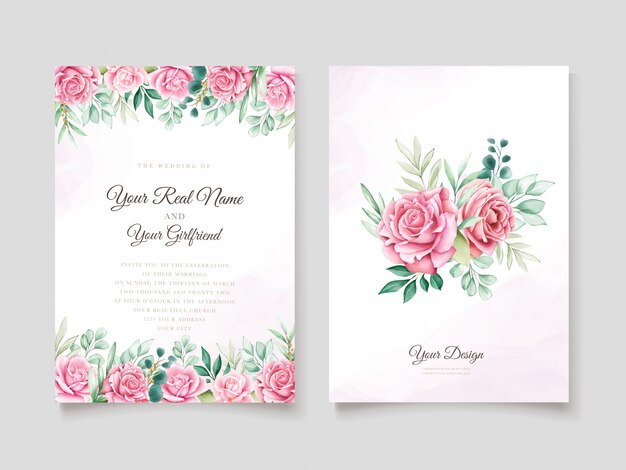 floral watercolor wedding invitation template