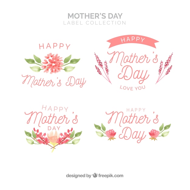 Floral watercolour badges for the mother's day
