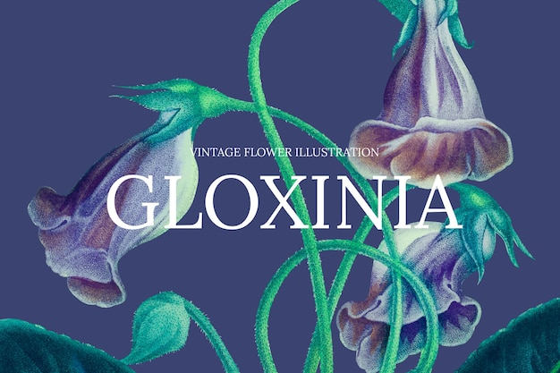 Modello di banner web floreale con sfondo fiore gloxinia, remixato da opere d'arte di pubblico dominio