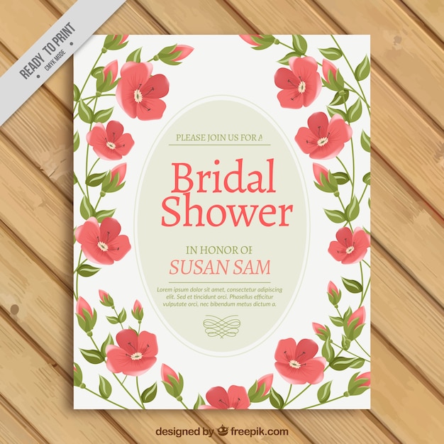Floral Wedding Card Of Bridal Shower