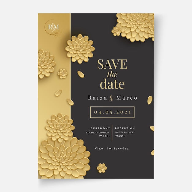 Free vector floral wedding card concept