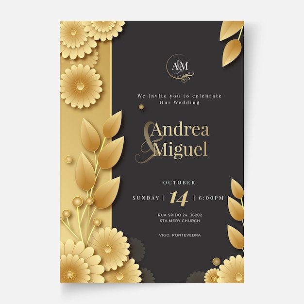 Free vector floral wedding card concept