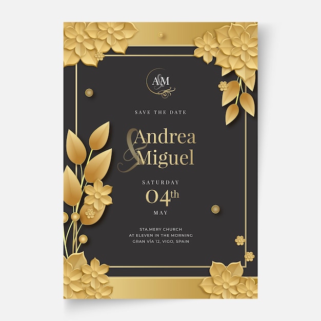 Free vector floral wedding card concept