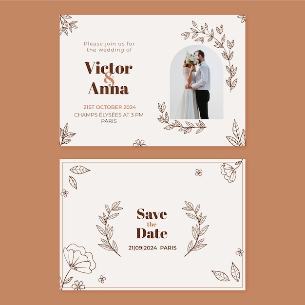 Floral wedding card invitation template design