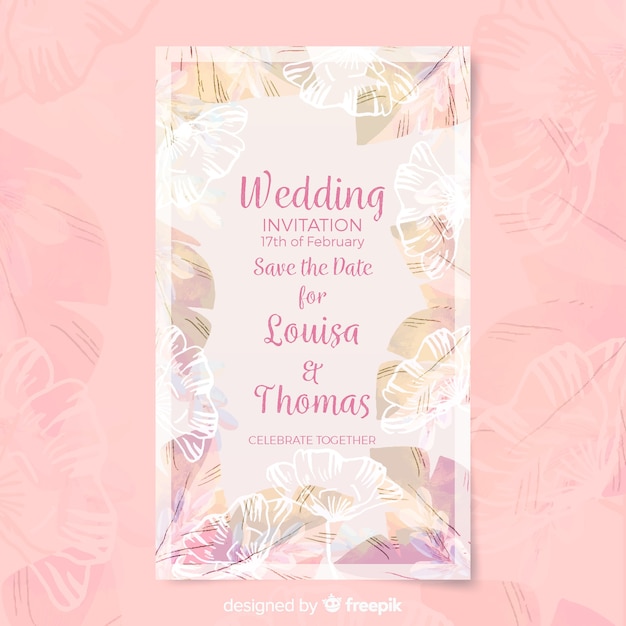 Floral wedding card template