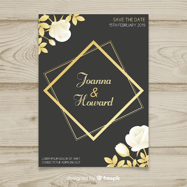 Floral wedding card template