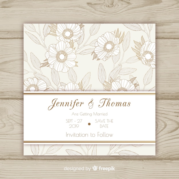 Floral wedding card template