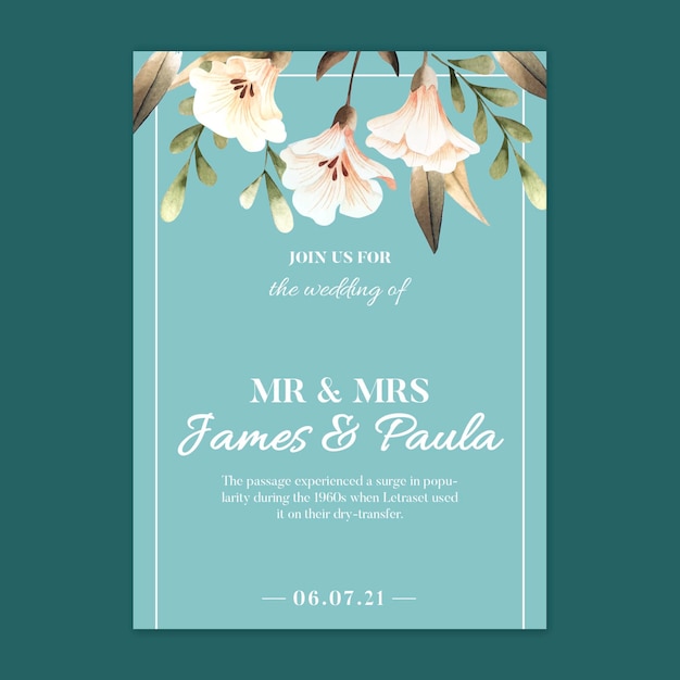 Floral wedding card template