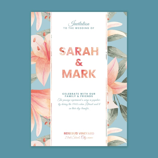 Free vector floral wedding card template