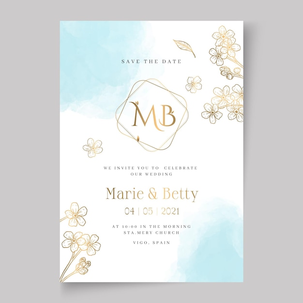 Floral wedding card template