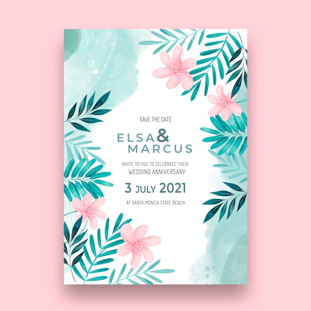 Floral wedding card template