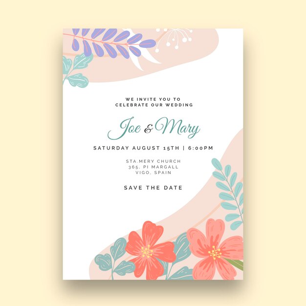 Floral wedding card template