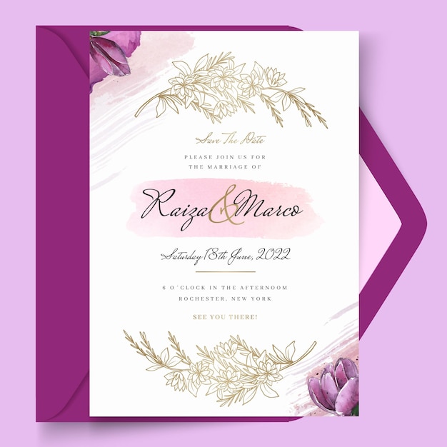 Free vector floral wedding card template