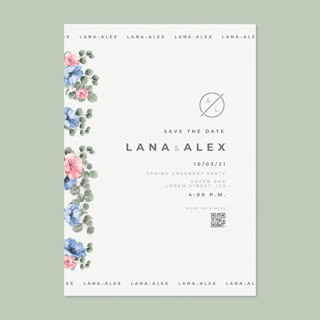 Free vector floral wedding card template