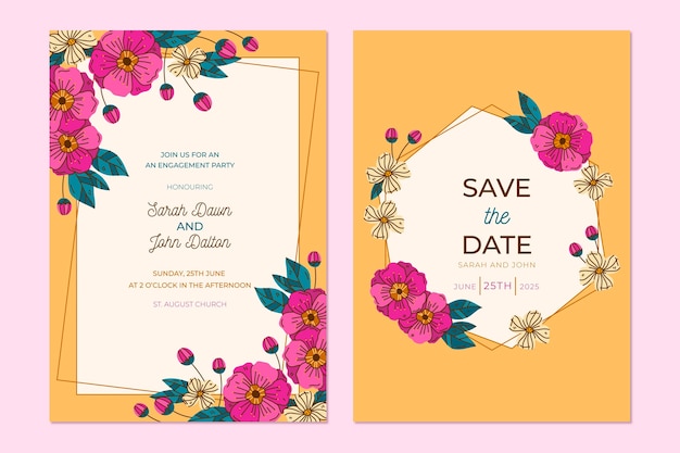 Free vector floral wedding card template