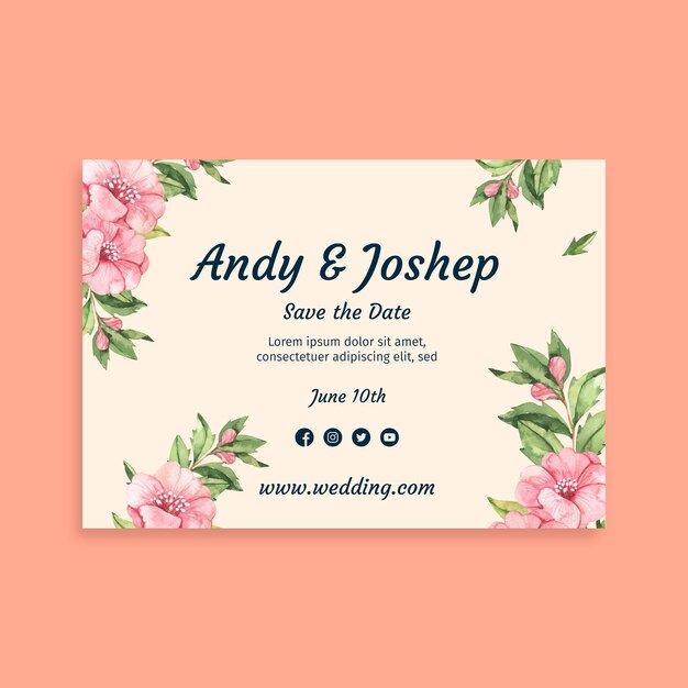 Free vector floral wedding card