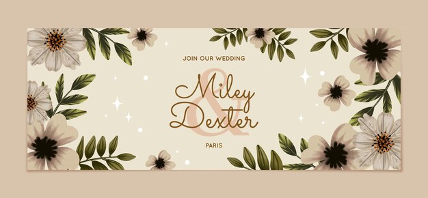 Floral wedding celebration banner template