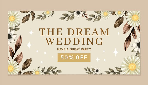 Floral wedding celebration banner template