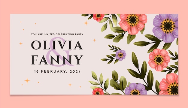 Free vector floral wedding celebration facebook template