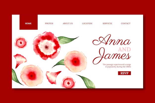 Free vector floral wedding celebration landing page template