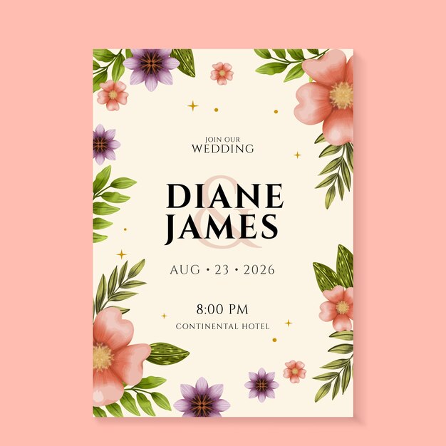 Floral wedding celebration poster template