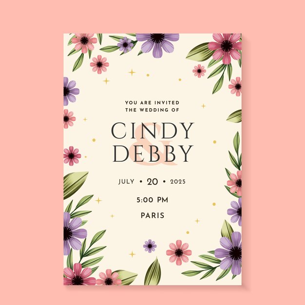 Floral wedding celebration poster template
