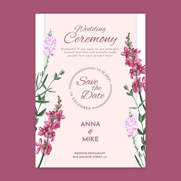 Free vector floral wedding ceremony card