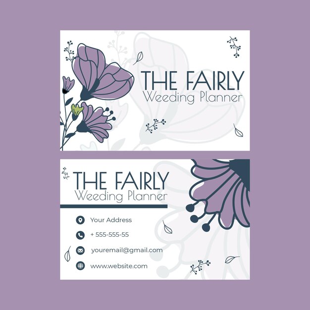 Floral wedding double-sided business card pack